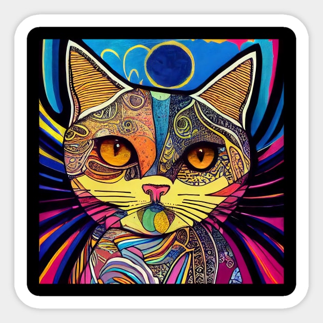 Beautiful color ornament cat. Sticker by RulizGi